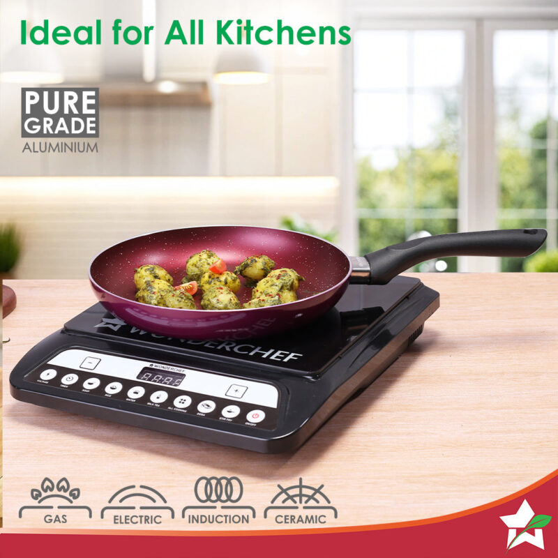 Bandhan Non-Stick Cookware 2 Pcs. Set | Dosa Tawa and Fry Pan | 100% PFOA Free Coating | Pure Grade Virgin Aluminium | Compatible with Multiple Cooktops | Red and Purple | 2 Year Warranty - Image 5