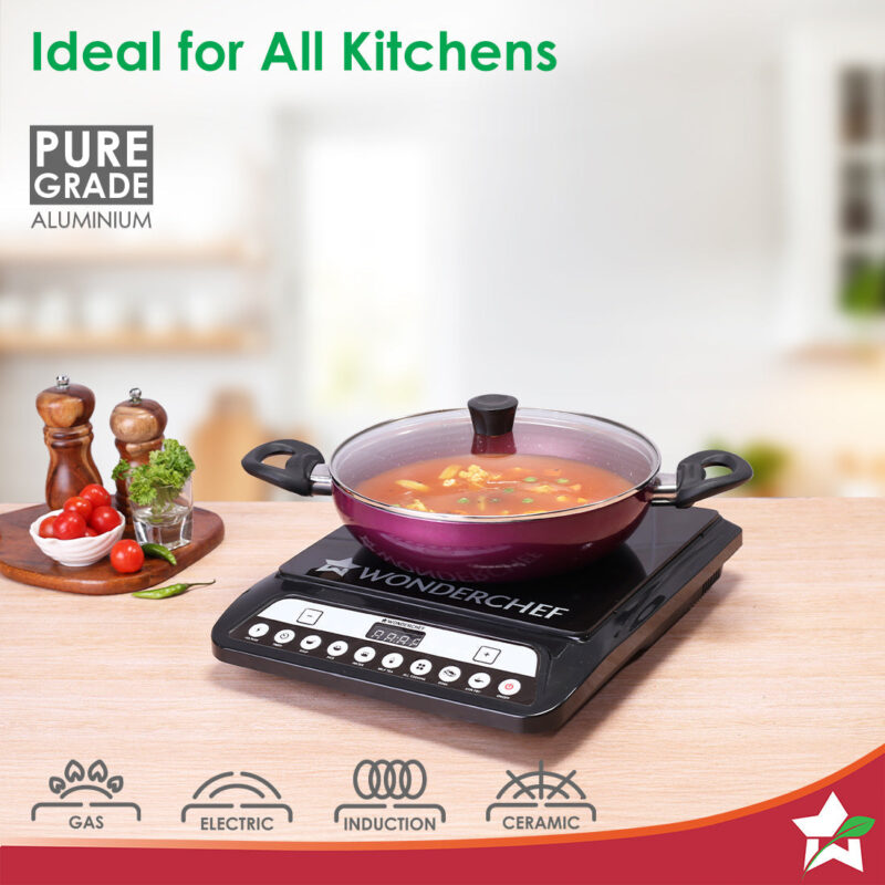 Bandhan Non-stick Cookware 3 Pcs.Set | Dosa Tawa,Kadhai and Lid | 100% PFOA free Coating | Pure Grade Virgin Aluminium | Compatible with Multiple Cooktops | Red and Purple | 2 Year Warranty - Image 5