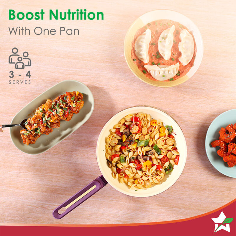 Bellagio Fry Pan | 24 cm | 1.7 L | Non-Stick Ceramic Coating | Non-Toxic | Pure Aluminium | PFAS and PFOA Free | 3mm Thickness | Two-Tone Soft-Touch Handle | Firm Grip | 2 Years Warranty - Image 6