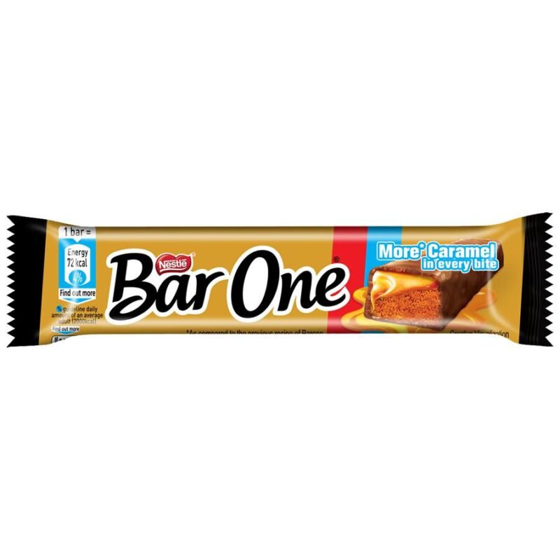 30x Nestle Chocolate Bar - Bar One (Nougat Caramel filled), Pack of 30 (20 g each)
