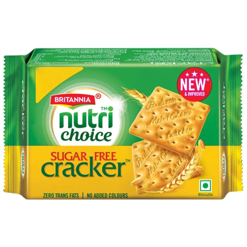 Britannia Nutri Choice Sugar Free Cream Cracker Biscuits - Thin, Light, Crispy, 67 g