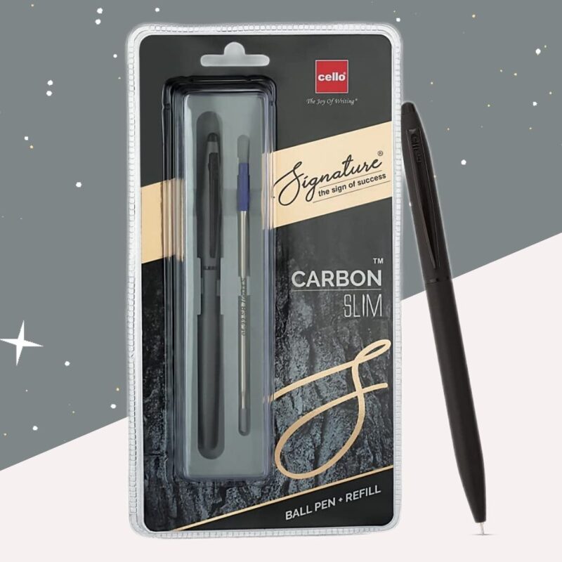 Cello Signature Carbon Slim Ball Pen – Blue ( Pack of 1 )