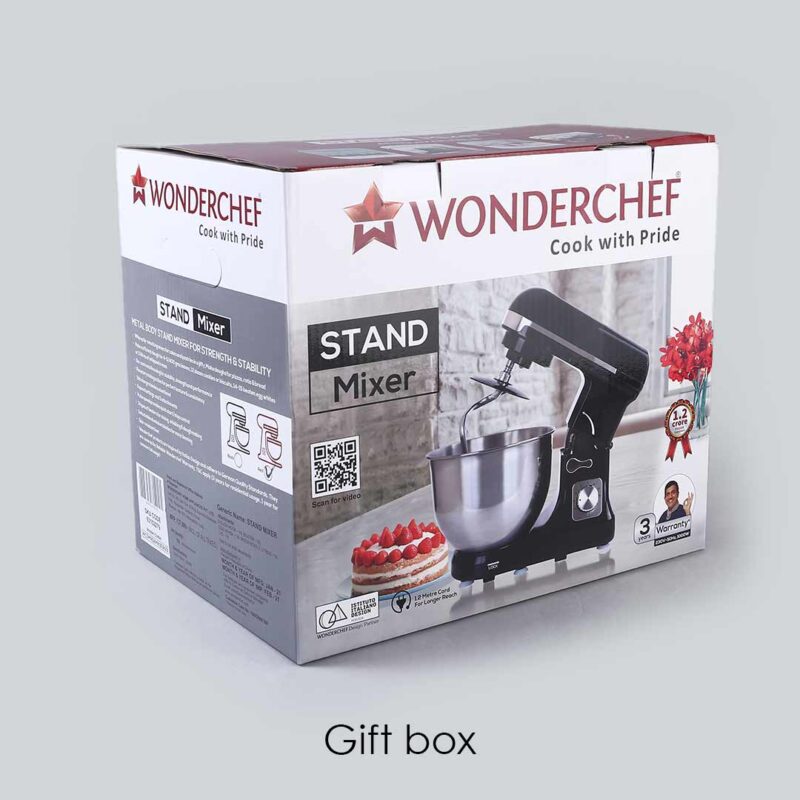 Crimson Edge Die-Cast Metal Kitchen Stand Mixer and Beater with 6 Speed Settings | 1000W Powerful Copper Motor | 5L SS Bowl | Whisking Cone, Mixing Beater, Dough Hook Attachments & Splash Guard | Home Cooks & Professional Bakers | 3 Year Warranty | Black - Image 21