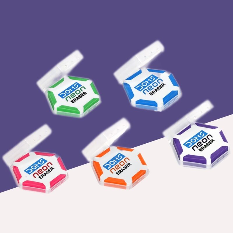Doms Neon Hexagon Eraser ( Set of 5 )