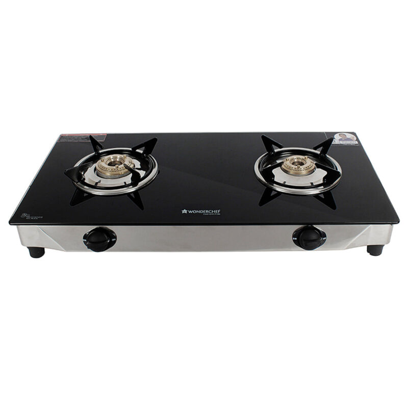Energy 2 Burner Glass Cooktop, Black 8mm Toughened Glass with 1 Year Warranty, Soft Touch Knobs, Efficient Brass Burners, Stainless Steel Double Drip Tray - Image 5