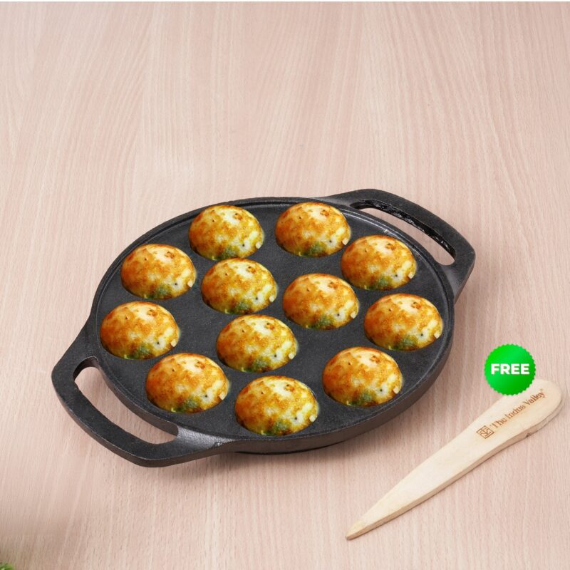 12 Pit/Cup CASTrong Cast Iron Kuzhi Paniyaram/Paddu Pan/Appe Maker, Pre-seasoned, 100% Pure, Toxin-free, Free Spatula, 21 cm, 2.2 kg - Image 29