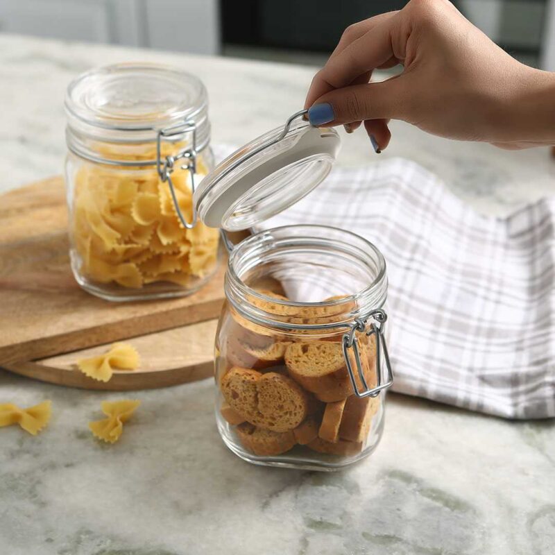 Bormioli Fido 2 Pc Set Glass Jar Container Medium - Image 5