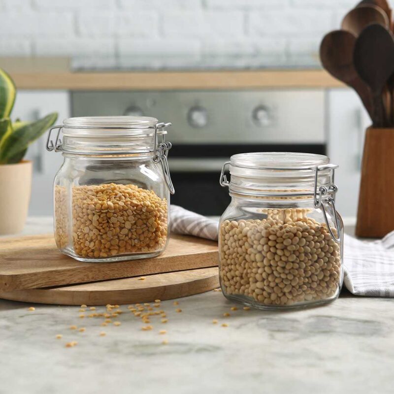 Bormioli Fido 2 Pc Set Glass Jar Container Medium - Image 6