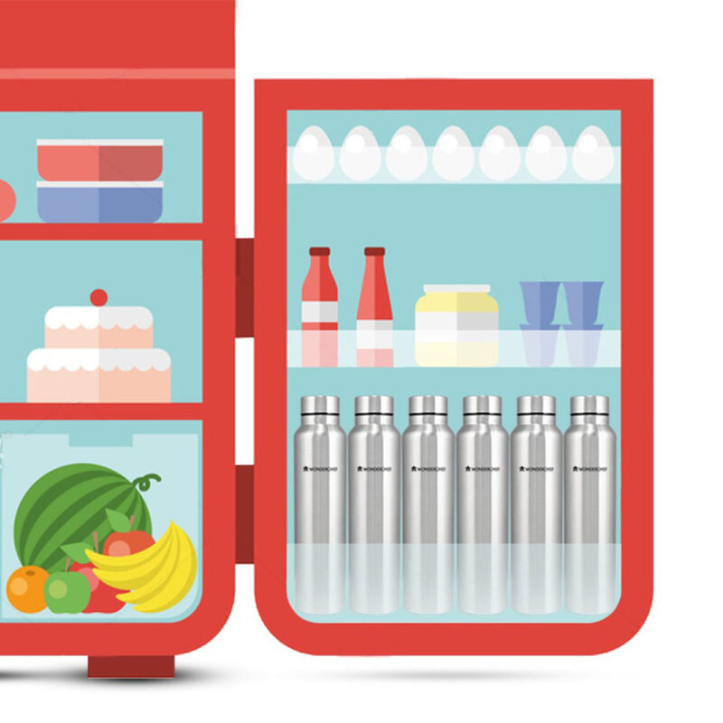 Wonderchef Renewed Stainless Steel Fridge-Bot 1000 ml Each | Pack of 2 | Single wall | Non-insulated | 304 Stainless Steel | Non Toxic | BPA free | Rust Free | Spill and Leak proof | Light weight | 1 Year Warranty - Image 6