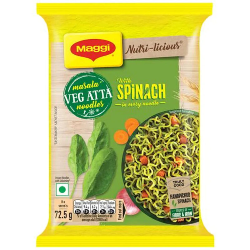 50x MAGGI Nutri-Licious Masala Veg Atta Noodles With Spinach, 72.5 g each - Pack of 50