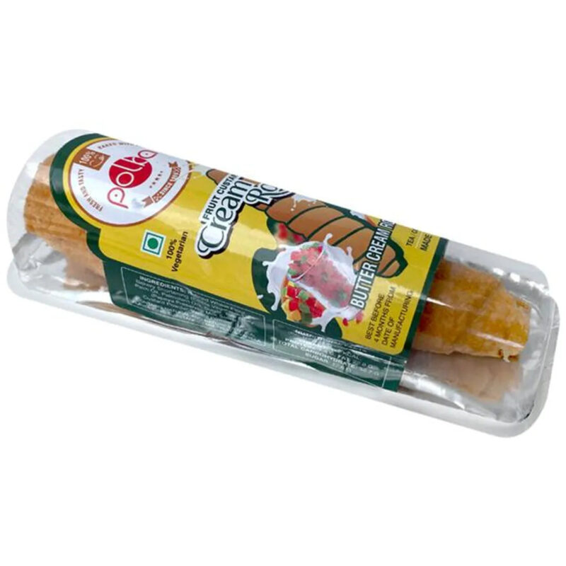 25x Polba Fruit Custard Crispy Cream Roll, 45 g (Pack of25)
