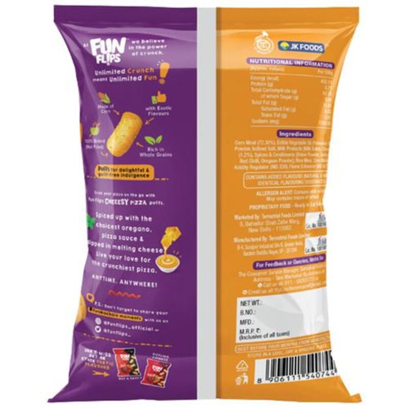 25x Fun Flips Puffs - Cheeesy Pizza, Baked 65 g each (Pack of 25) - Image 2