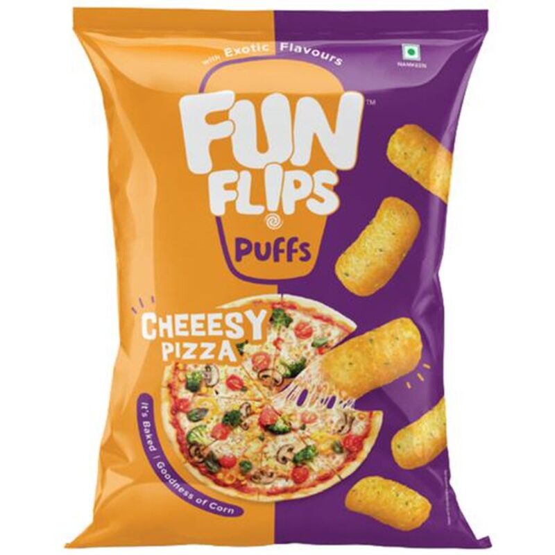 25x Fun Flips Puffs - Cheeesy Pizza, Baked 65 g each (Pack of 25)