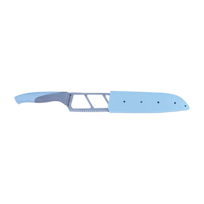 Easy Slice Stainless Steel Knife 20.3 CM, Razor Sharp Double-Edged Blade, Hollow Blade Design, Full-Tang Construction, Plastic Guard for Protection, 5 Years Warranty, Blue - Image 3
