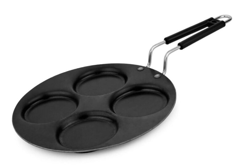 amicus Iron Uttapam Pan Multi Tawa 27 cm, 4 Cavity, Mini Crepe Pan for Snack, Pan Cake, Egg Omelette Maker Tawa,1.1 Kg, Black - Image 2
