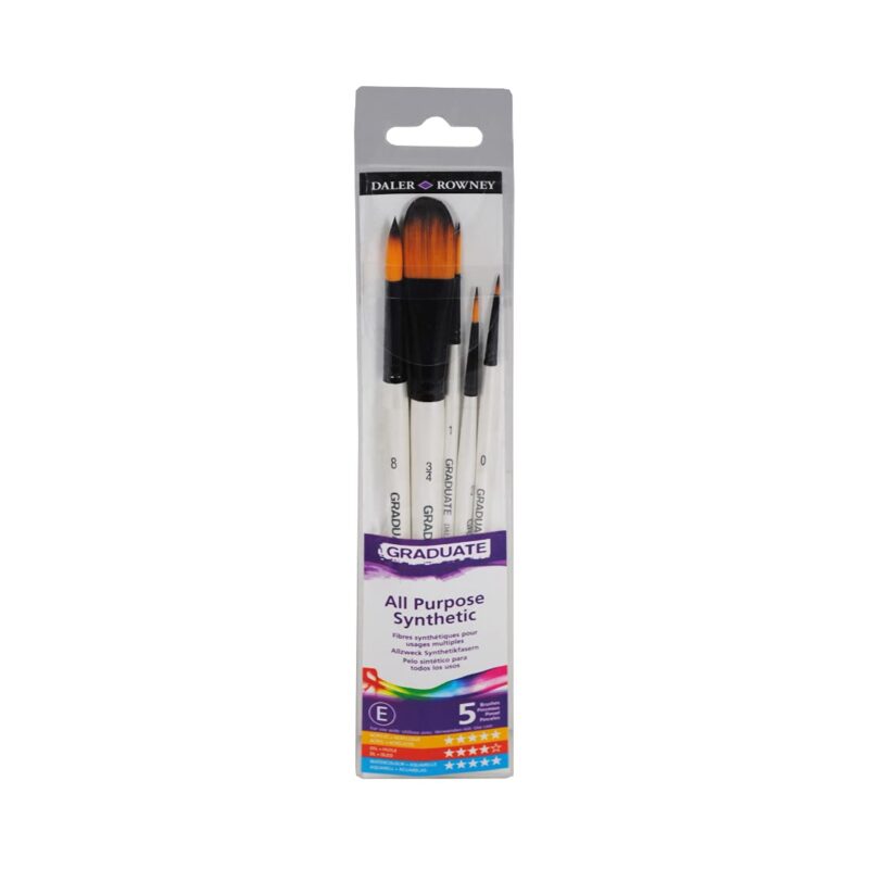 Daler-Rowney Graduate Short Handle Watercolour Landscape Brush Set (5X Brushes)