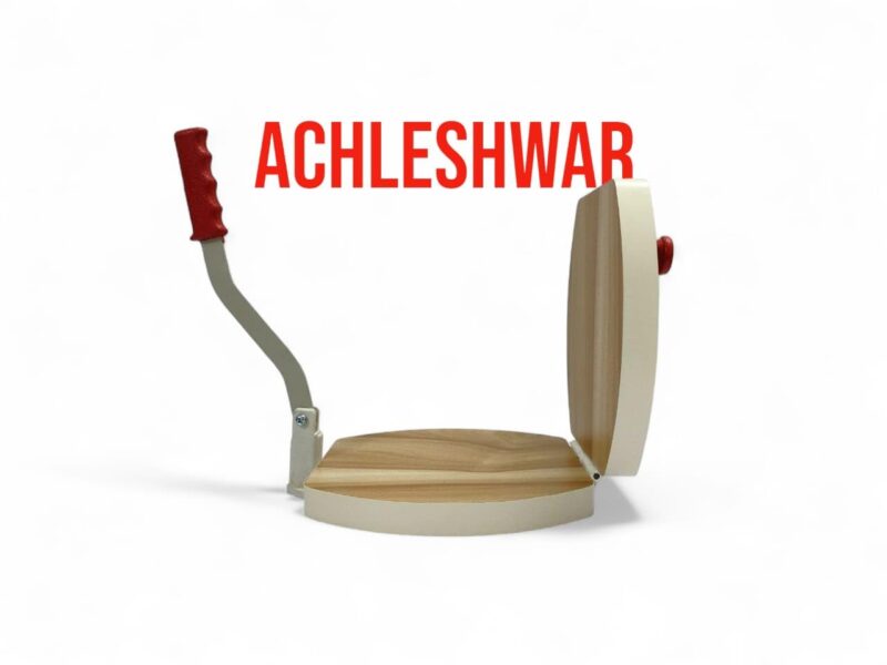 Achleshwar Wooden Manual Heavy Round Wooden Board Papad-Puri-khakhra Press Maker Plywood Machine with Iron Handle Roti Maker Press Machine with Handle for Kitchen Home (11 Inch) - Image 5