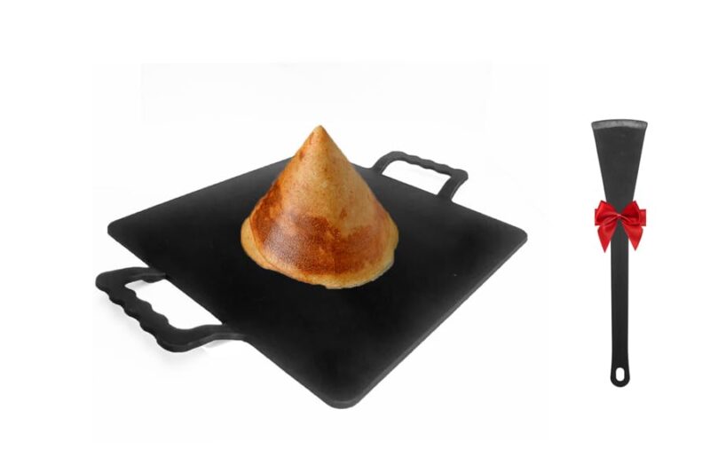 PRAGANIYA Iron Dosa Tawa for Dosa/Roti/Chapati 12 Inch Heavy Gauge Square Tawa Induction & Gas Compatible