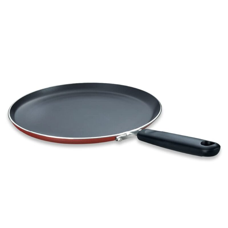 TTK Prestige OMG DLX Omni Induction Base Non-Stick Aluminium Tawa, 280mm, Red