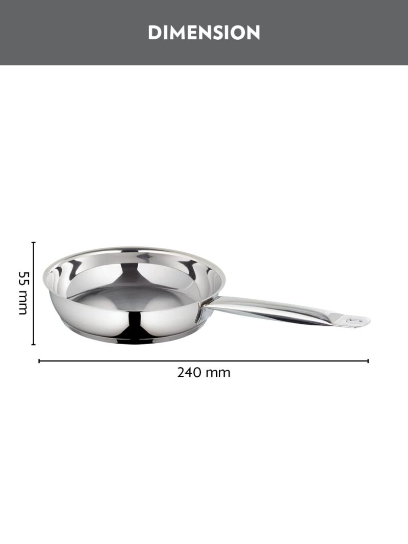 Borosil Cookfresh Stainless Steel Frying Pan 2.2 L (24 cm) | Impact Bonded Tri-ply Bottom | Gas Stove, Induction, Hot Plate Friendly | Uniform Heating, Cooltouch Handle | Skillet Fry Pan - Image 10