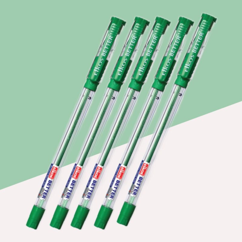 Elkos Better Ball Pen – Green ( Pack of 5 )