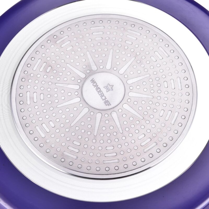 Blueberry Aluminium Non-Stick Cookware Set of 4 | Kadhai with Glass Lid 24cm, Fry Pan 24cm & Dosa Tawa 25cm | Induction Friendly Cookware | Soft Touch Handle | Pure Grade Aluminium | PFOA Free | 2 Year Warranty | Blue - Image 8