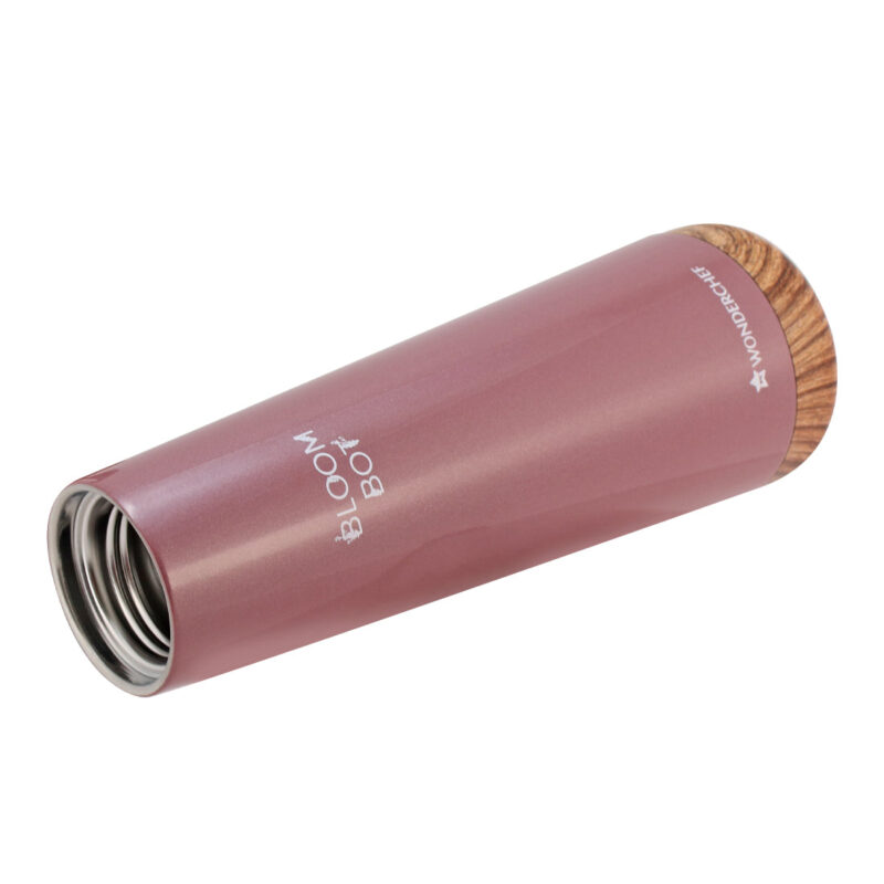 Bloom-Bot, 500ml, Stainless Steel Double wall Water Bottle, Spill & Leak-proof , Wooden Base, Rose Pearl, 2 Years Warranty - Image 3