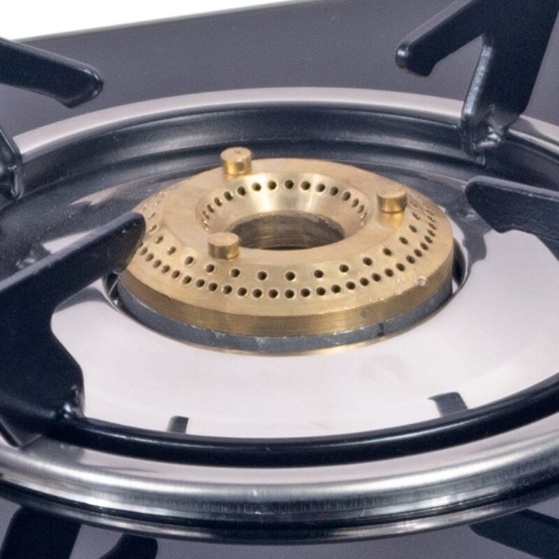 Eco Star 2 Burner Glass Cooktop, Black 8mm Toughened Glass with 1 Year Warranty, Ergonomic Knobs, Efficient Brass Burners, Stainless-steel Spill Tray, Manual Ignition - Image 6