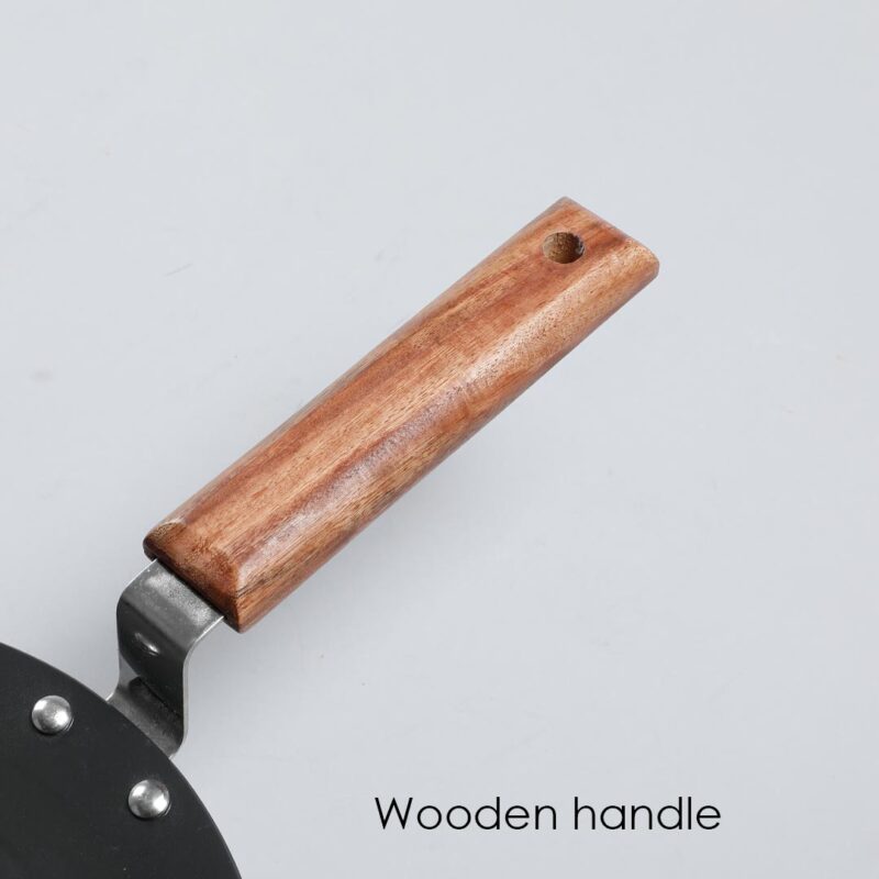Ebony 22 cm Roti Tawa | Induction Bottom | Wooden Handle | Hard Anodized Aluminium | Non-Stick Tawa | 4.06 mm | 5 Years Warranty | Black - Image 3