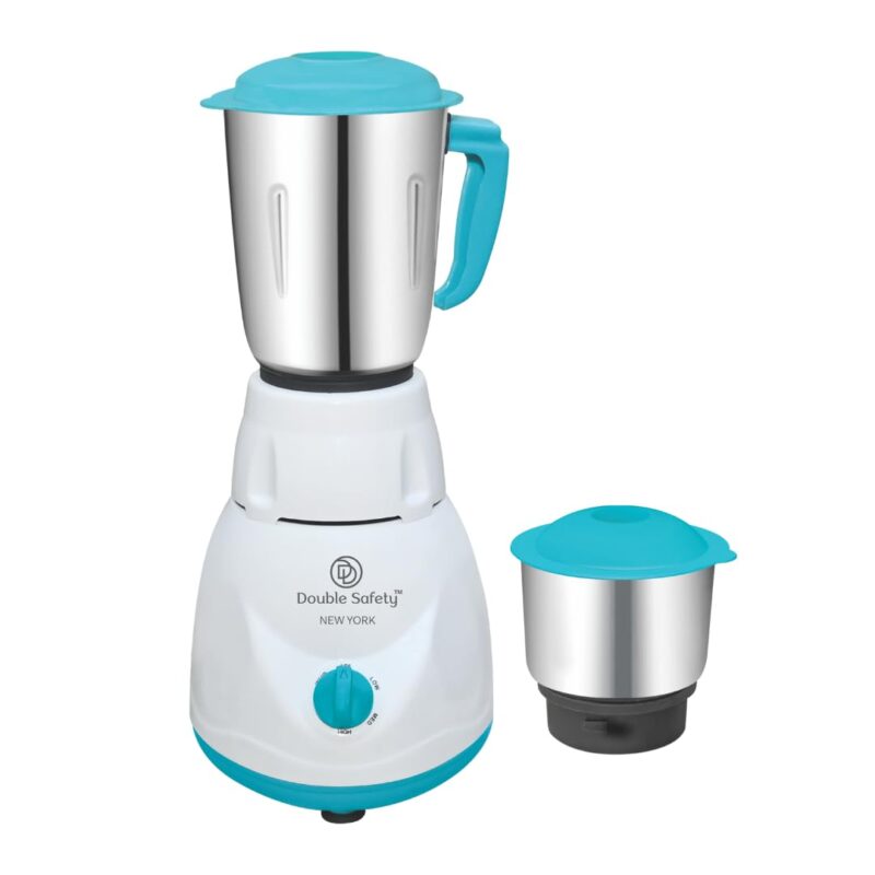 Double safety New York Mixer Grinder 500 watts | Chutney Jar and Liquidizing jar to make chutneys, Milkshake, Smoothies, Puree | High Speed | Superior Mixi for Kitchen | Stainless Steel Jars