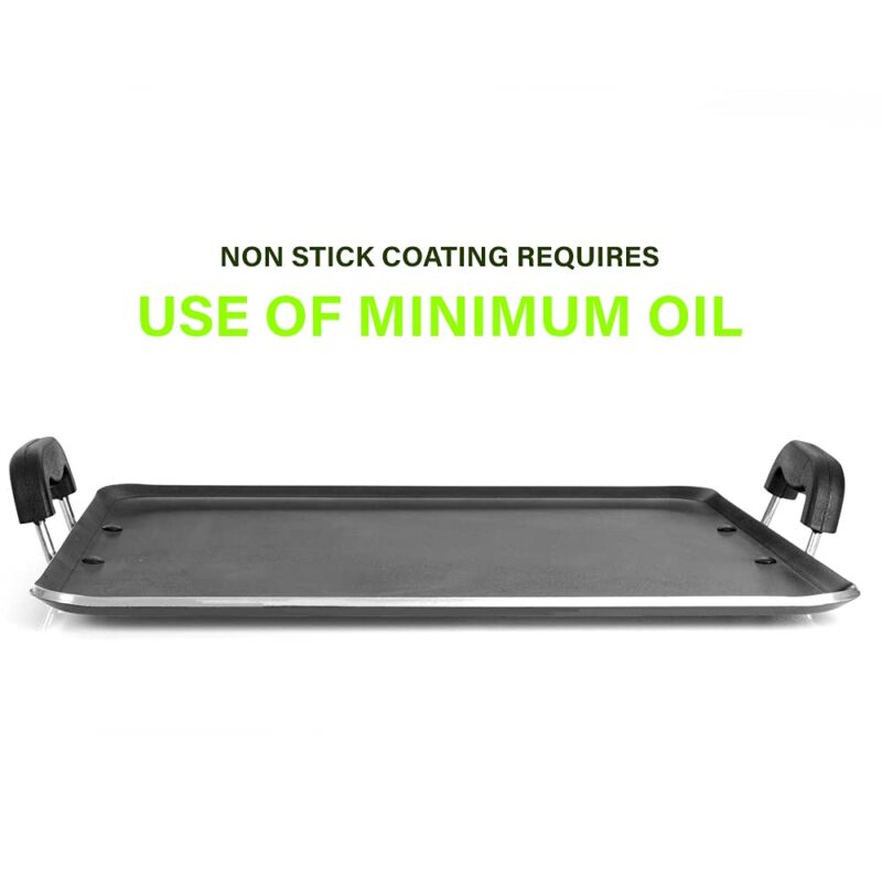 Blueberry's Nonstick Tawa, Dosa Roti Chapati Pathiri Tawa, Large Rectangular Aluminium Body, 38cm x 33cm with 4mm Thickness -Black (Pathiri Tawa) - Image 2