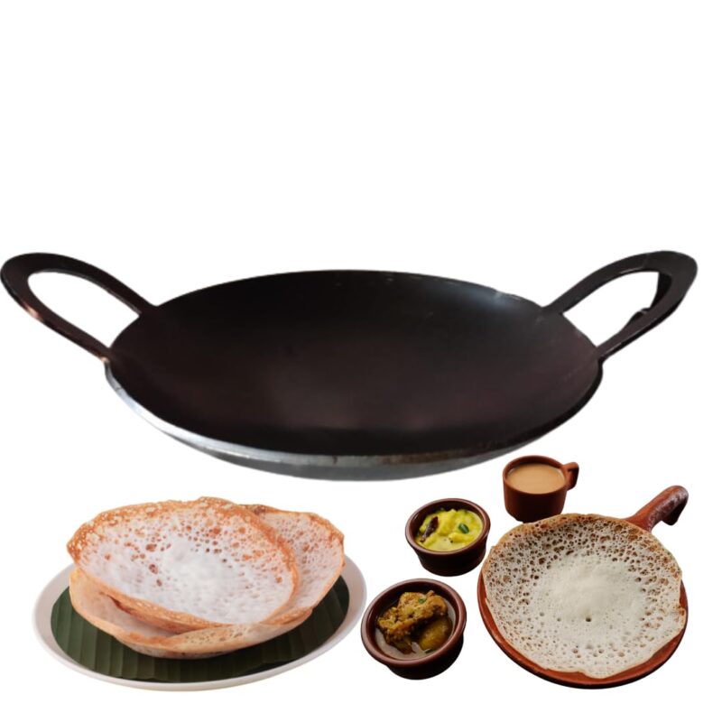 simsnura Iron AppaChatti|Appam pan|Appam Patra|Kallu| Appam Maker| Appam Patra| Appam Pot Maker| Granite Kadai Black| (9 inch Dia)