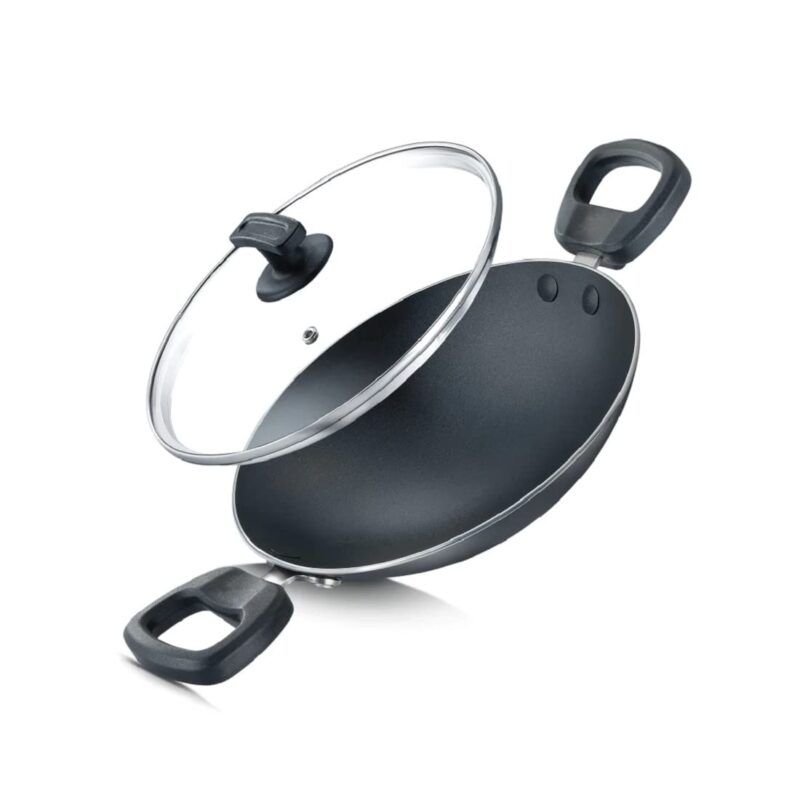 Judge by Prestige Everyday Deep Appachatty with Lid 0.8 L Capacity 20 Cm Diameter (Aluminium|Non-Stick, Black)