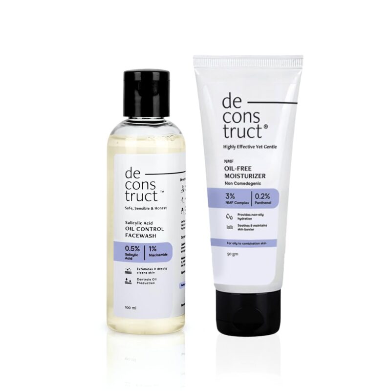 Deconstruct Daily Oil Free Cleanse & Hydrate Duo - Oil Control Face Wash + Oil- Free Moisturiser | Oil-free and Hydrated skin | Oily Acne Prone Skin