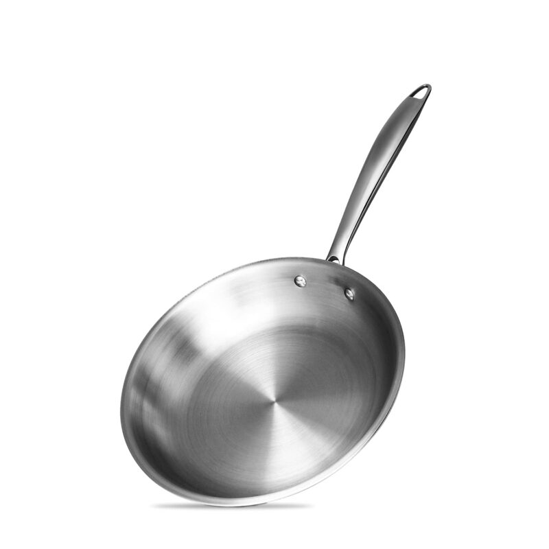 BERGNER Argent TriPly 20 cm Frypan/Steel Pan, Scratch Resistant, for Spice Tempering/Seasoning, Stay Cool Long Handle, Mirror Finish, Induction Ready, 5-Year Warranty by Bergner