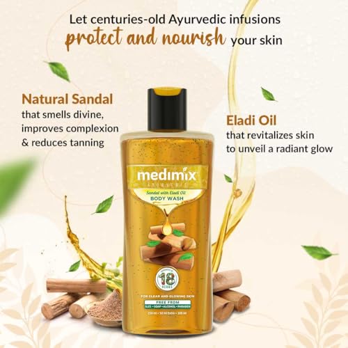 3x Medimix Ayurvedic Body wash, Sandal With Eladi Oil For Clear, Glowing And Tan-Free Skin , 300ml each - Pack of 3 - Image 5