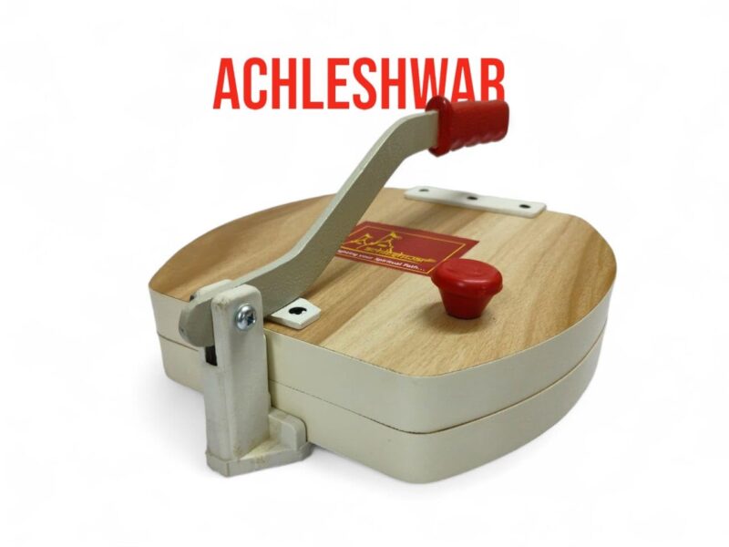 Achleshwar Wooden Manual Heavy Round Wooden Board Papad-Puri-khakhra Press Maker Plywood Machine with Iron Handle Roti Maker Press Machine with Handle for Kitchen Home (11 Inch) - Image 2
