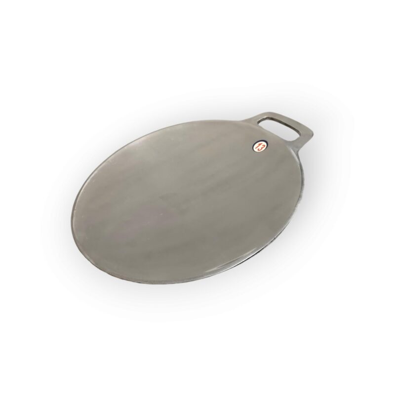 Trishav Indolium Dosa Kallu | Indolium Polished Dosa Tawa - Single Handle Dosa kal - 13Inch - Silver