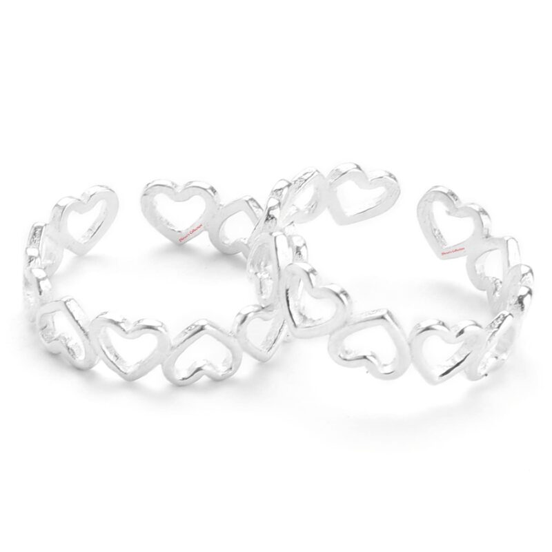 DHRUVS COLLECTION Exclusive BIS Hallmarked 925 Pure Sterling Oxidized Silver Heart Shape Toe Ring/Bichhiya For Girls & Women