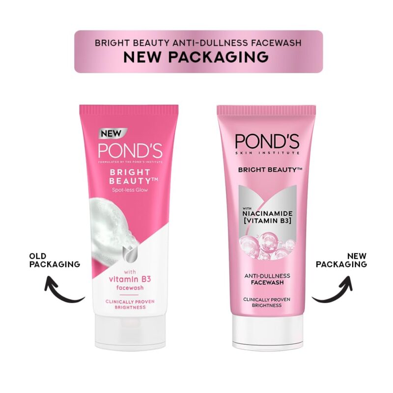 4x POND's Bright Beauty Anti-Dullness & Brightening Facewash With Niacinamide | For Glass-Skin Like Shine And With 4X Visibly Brighter Skin, 100Gm each - Pack of 4 - Image 5