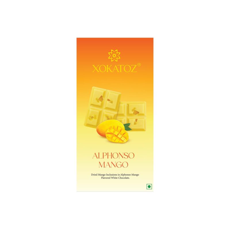 XOKATOZ Exotic Premium Chocolate - 1 Alphonso Mango Flavoured White Chocolate Bar - Gift Set - Pack of 1, 75g (75g x 1)