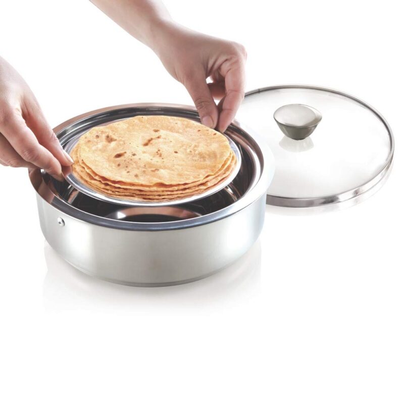 Borosil Stainless Steel Insulated Roti Server, 2.5 litres, Silver - Image 5