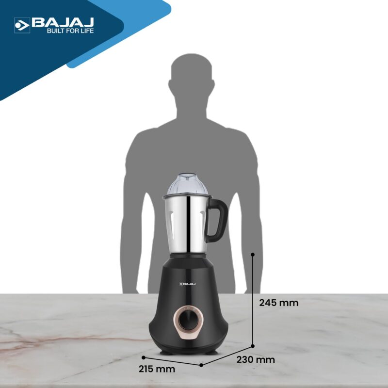 Bajaj Military Series Glamore 4 Jar 1000 Watts Mixer Grinder | 3-Speed Control With Pulse Effect Mixie| 2 Years Warranty | Jet Black - Image 2