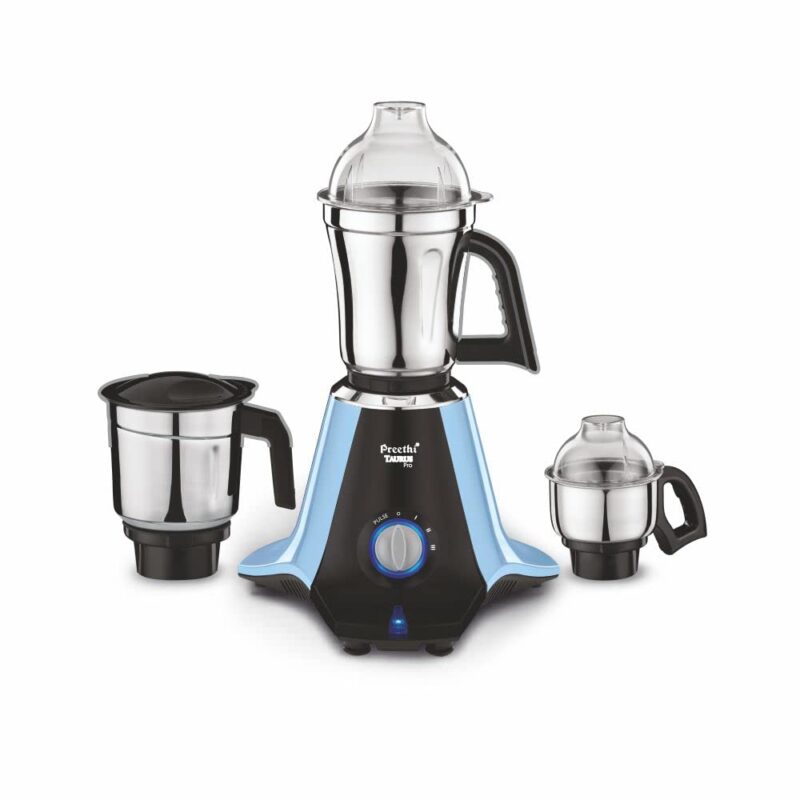 Preethi Taurus Pro Mixer Grinder for Kitchen, 3 Jars 1000 Watt Mixie, Dry and Wet Grinder Jar, 2 Year Warranty, Blue-Black, (Mg-259)