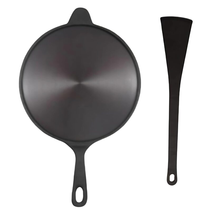 MUD N POT Pre Seasoned Cast Iron Dosa Tawa/Roti Tawa | Long Handle Pan | 10.5 inches Diameter | Naturally Seasoned with Vegetable Oil | Non Toxic| Vintage