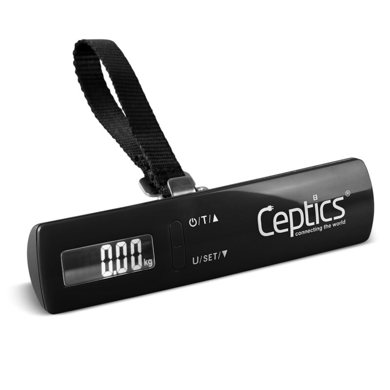 Ceptics weight machine for luggage weighing scale, luggage weighing scale capable capacity up to 50 Kg, weighing machine for luggage with LCD display luggage scale for bags, home, shop - BLACK
