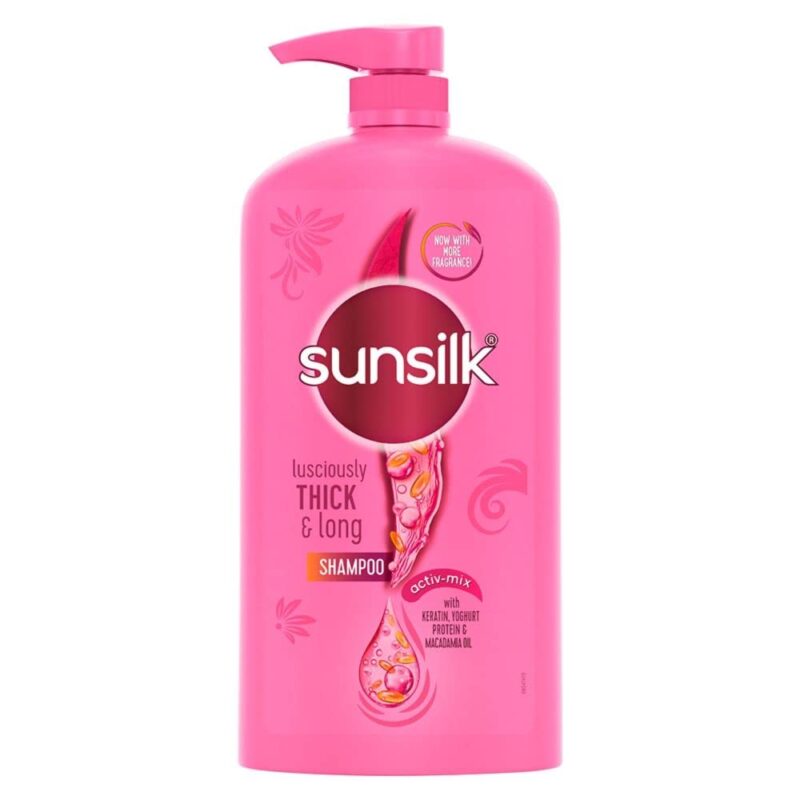Sunsilk Lusciously Thick & Long Shampoo 1 L|| With Keratin|| Yoghut Protein and Macadamia Oil - Thickening Shampoo for Fuller Hair