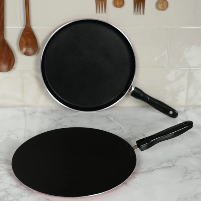 Xtend Supreme Nonstick Dosa Tawa and Concave Tawa(Roti Tawa) 2pcs Combo Set, 27.5 cm Diameter (Aluminium, Non-Stick) Gas Stove Compatible only - Image 3