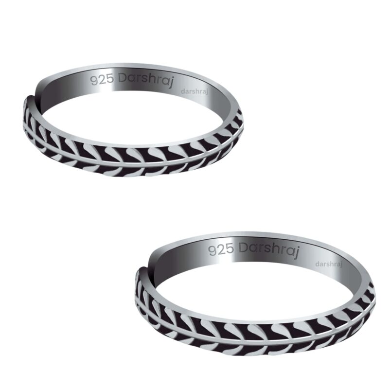 DARSHRAJ JEWELLERS 925 Sterling Silver Chandi Black Toe Ring Silver For Women (2.5gm)