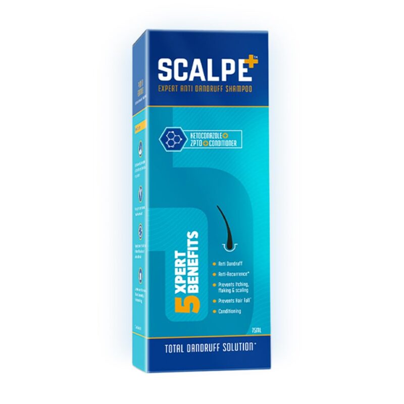 Scalpe+ Expert - Bottle of 75ml Anti Dandruff Shampoo for Men and Women with Ketoconazole and ZPTO